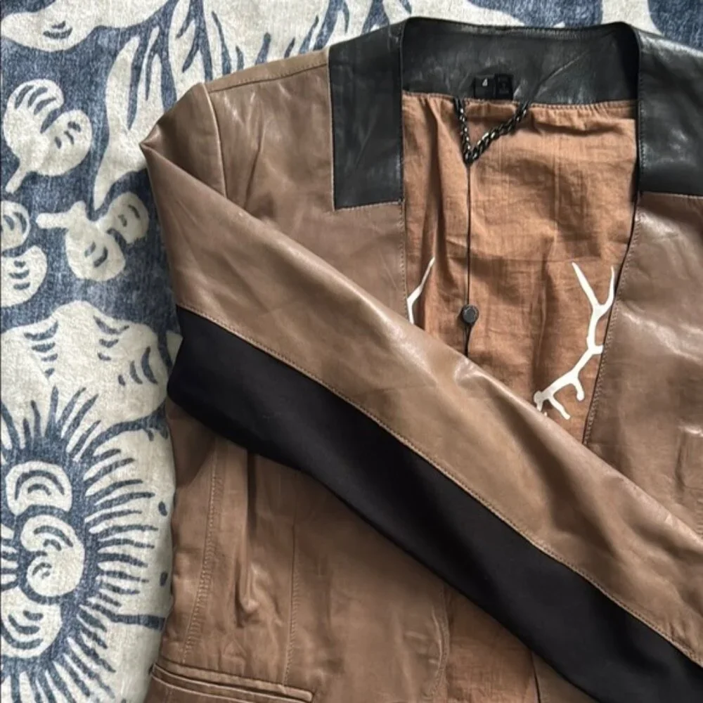 Bod &Christensen Brown Tailored Style Leather Blazer Jacket NWT - Picture 4 of 16